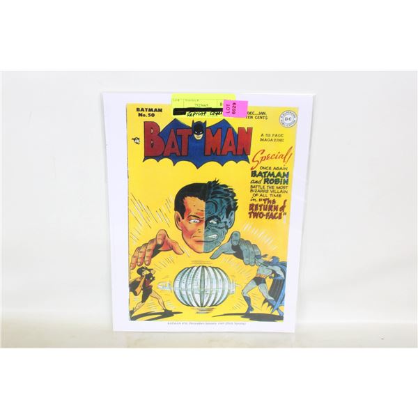REPRINTED FRONT COVER BATMAN NO.50 10 CENT