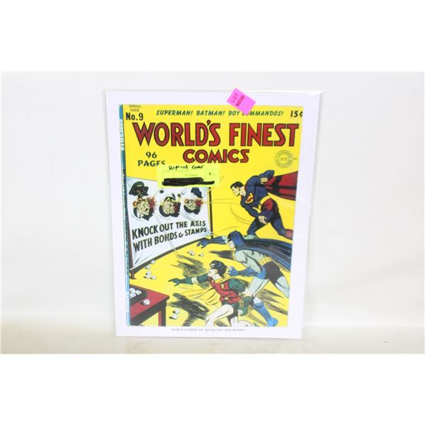 REPRINTED FRONT COVER WORLDS FINEST COMICS NO.9