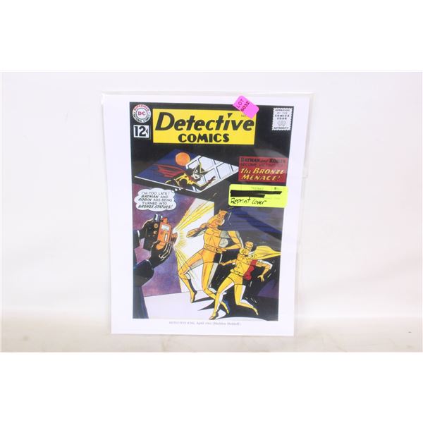 REPRINTED FRONT COVER DETECTIVE COMICS 12 CENT