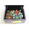 Image 1 : GREY VELVET BOX FULL OF VTG. MARBLES