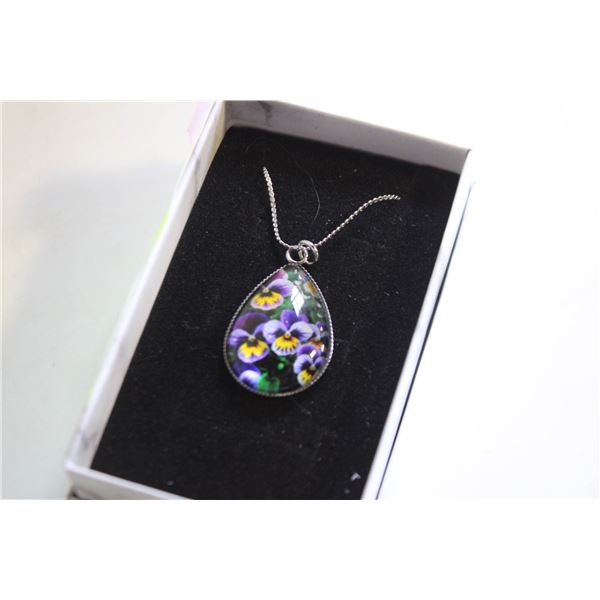 PANSY TEAR DROP STAINLESS STEEL NECKLACE