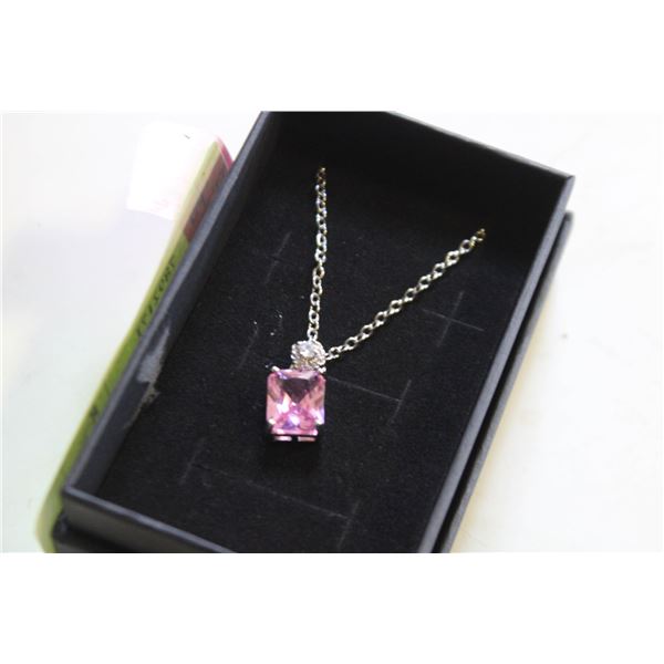 PINK SPARKLING CRYSTAL PENDANT NECKLACE