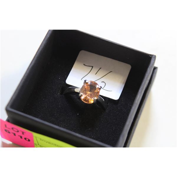 SZ. 7.5 SALMON SP OVAL RING IN GIFT BOX