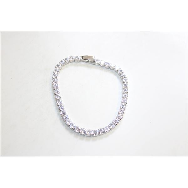CRYSTAL SILVER PLATED TENNIS BRACELET