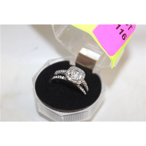 SZ. 6.5 CUSHION CUT SP DBL RING IN GIFT BOX