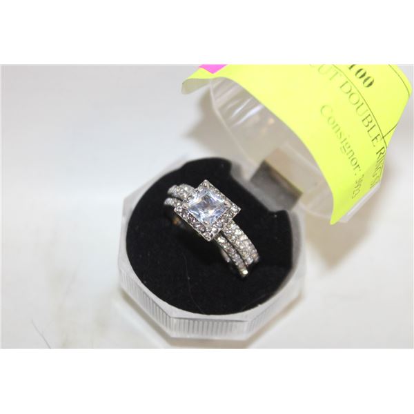 SZ. 7 CUSHION CUT DOUBLE RING SP IN GIFT BOX