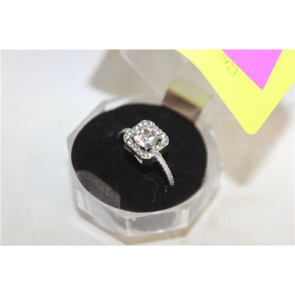 SZ. 6.5 CUSHION CUT SP RING IN GIFT BOX