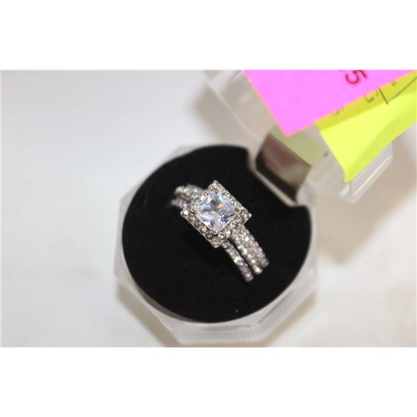SZ. 8.5 CUSHION CUT DOUBLE RING IN GIFT BOX