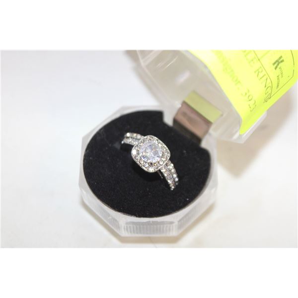 SZ. 7 CUSHION CUT DOUBLE RING SP IN GIFT BOX