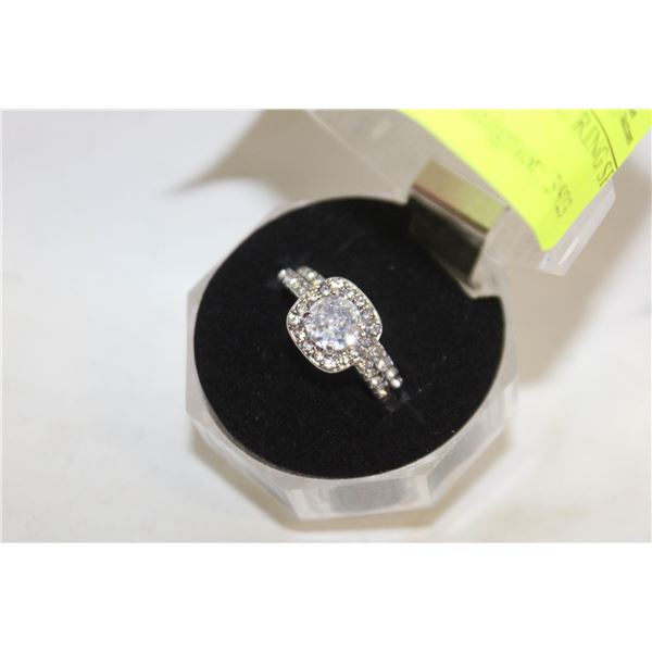 SZ. 5 CUSHION CUT DOUBLE RING SP IN GIFT BOX