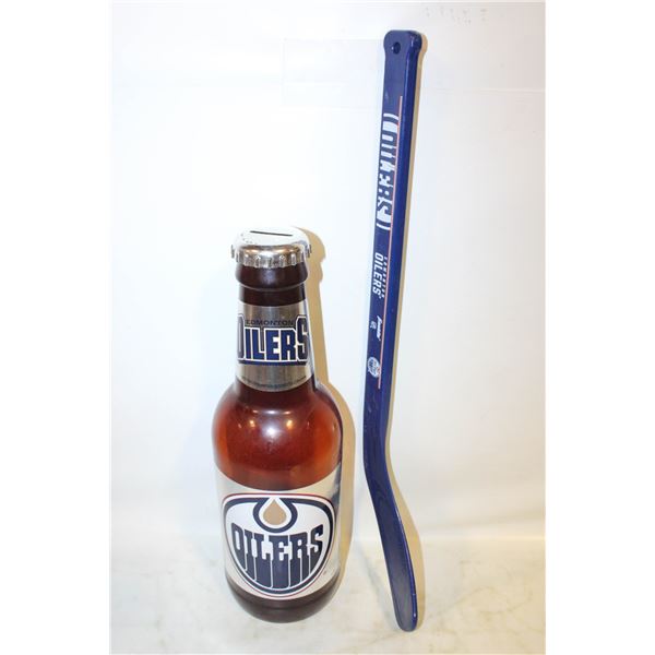14” H OILERS COIN BANK & MINI OILERS