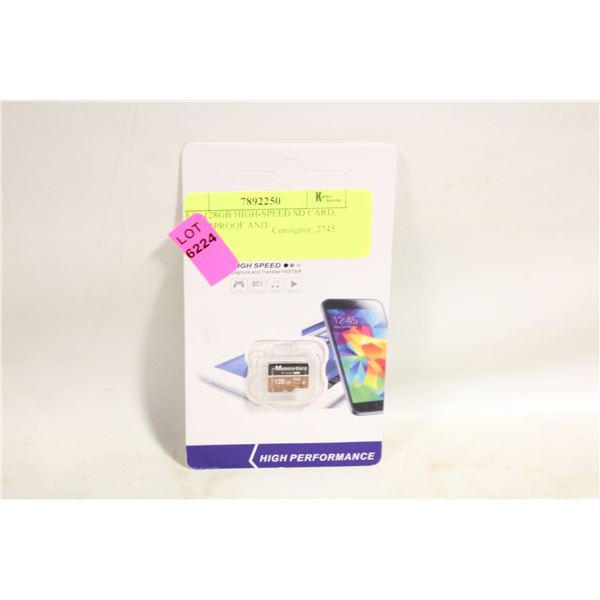 NEW 128GB HIGH-SPEED SD CARD, WATERPROOF AND