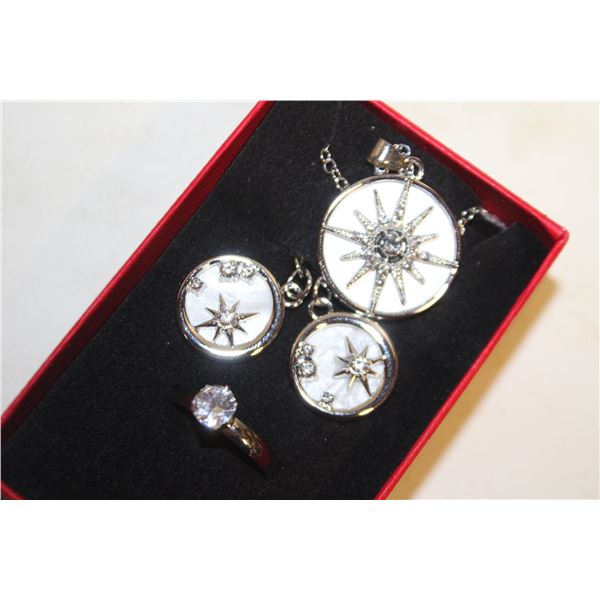 NEW NECKLACE AND ADJUSTABLE SZ RING WITH EARRINGS