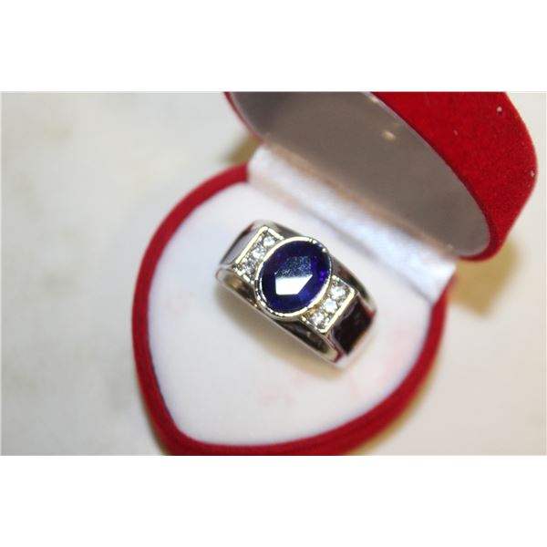 NEW BLUE SAPPHIRE STYLE MEN'S RING SZ 11
