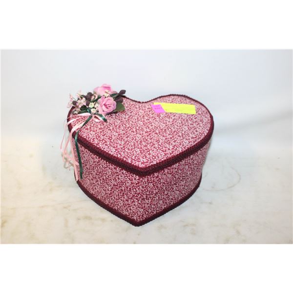 VINTAGE FABRIC HEART JEWELLERY BOX