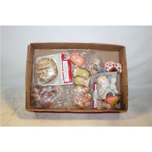 FLAT OF VINTAGE CRAFTING SANTA, ELF,