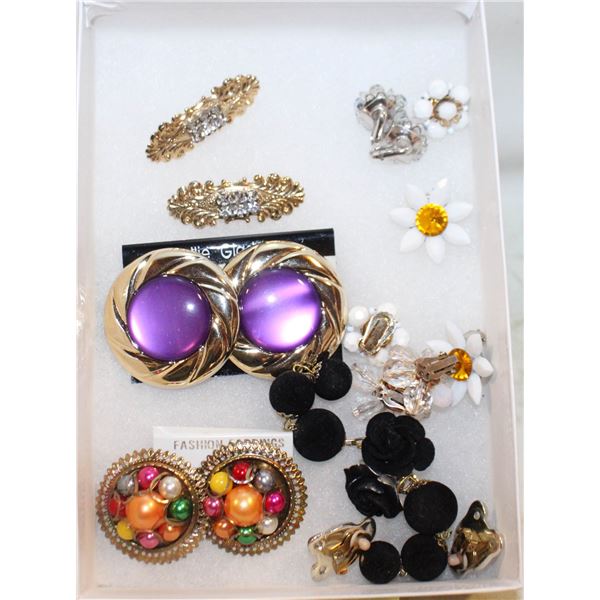 10 PAIRS OF VINTAGE CLIP ON EARRINGS