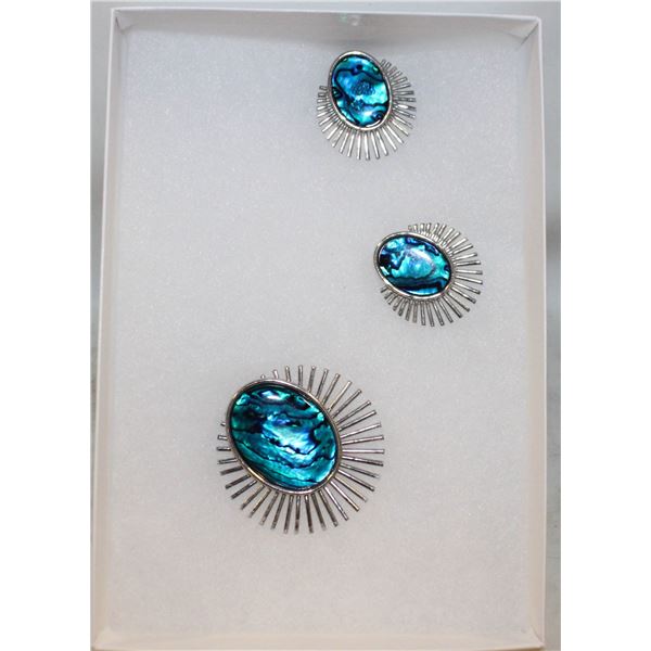 VINTAGE ABALONE SUNBURST BROOCH AND
