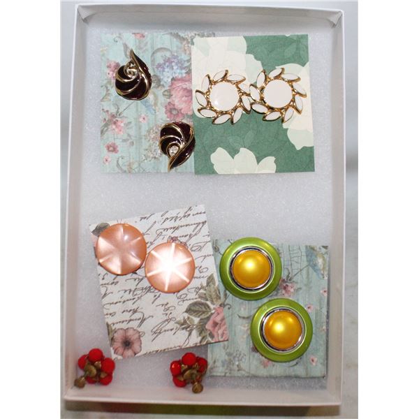 5 PAIRS OF VINTAGE CLIP ON EARRINGS