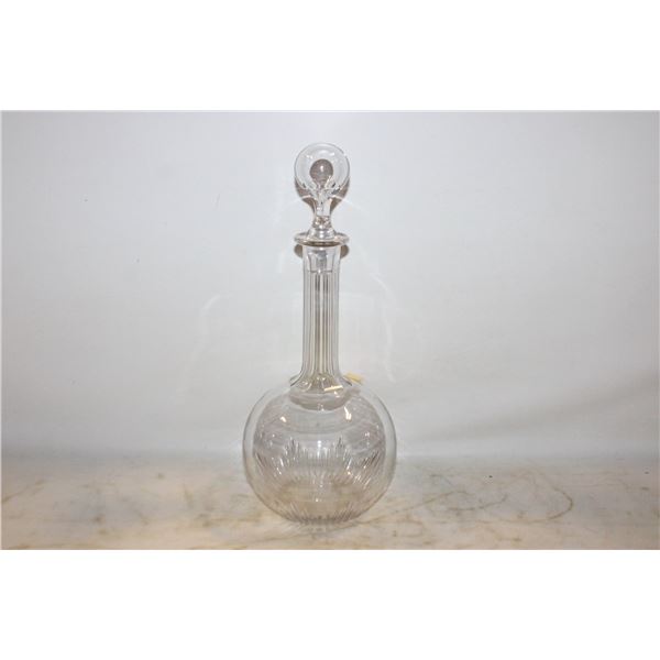 VINTAGE CRYSTAL DECANTER, MARKED BASE