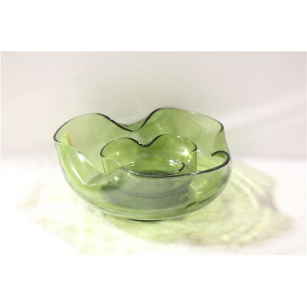 GREEN CHIP DIP BOWL SET