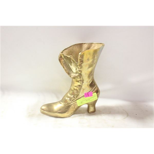 LARGE BRASS VICTORIAN SHOE VASE