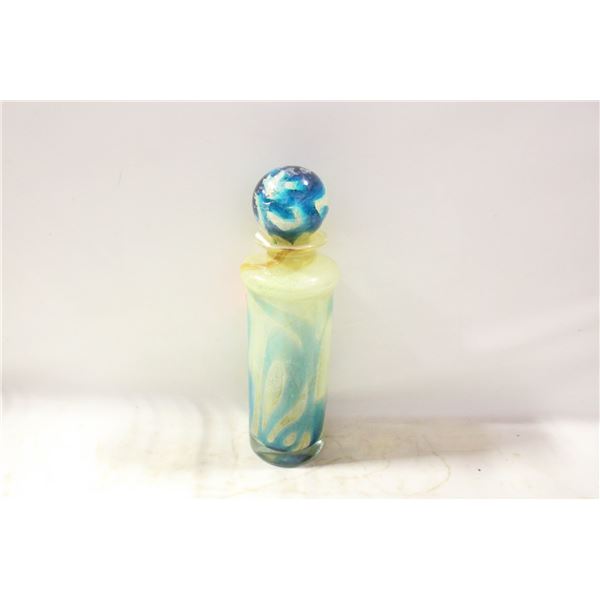 MDINA ART GLASS BOTTLE WITH STOPPER. MALTA