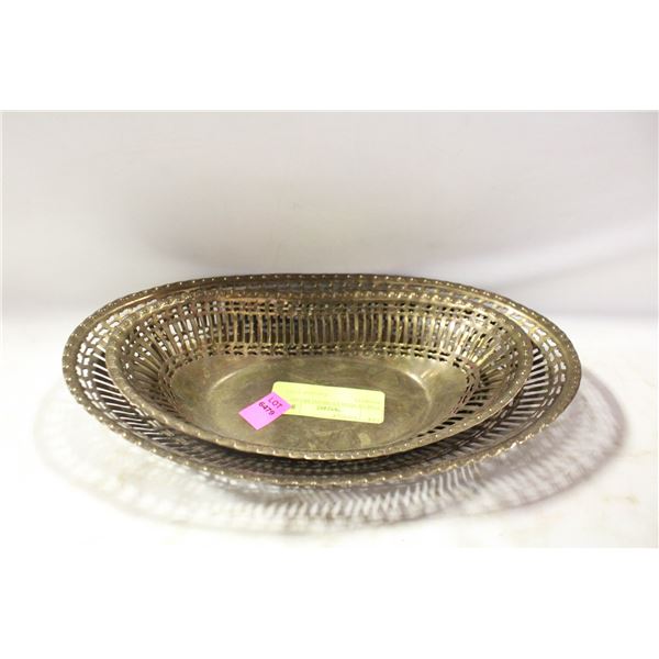 PAIR OF PIERCED BRASS BREAD BASKETS