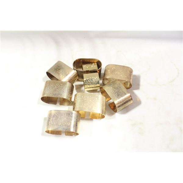 SET OF 8 BRASS NAPKIN RINGS