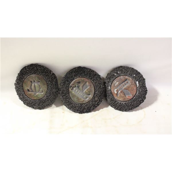 3 RAKU POTTERY COASTERS