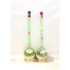 Image 1 : 2 GREEN GLASS LONG NECK WINE BOTTLES. ITALY