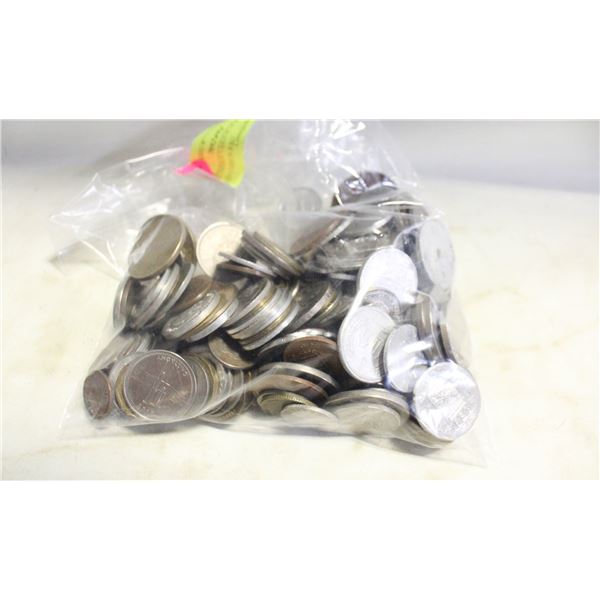 2.5 POUNDS OF VARIOUS ESTATE WORLD COINS IN BAG