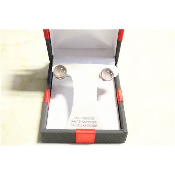 WHITE SAPPHIRE STERLING SILVER EARRINGS IN