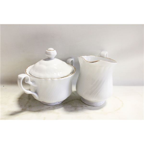 VINTAGE ARPO PORCELAIN CREAMER + LIDDED SUGAR