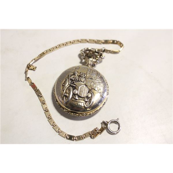 17 JEWELS POCKET WATCH WITH CHAIN IN BOX-ESTATE