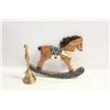 Image 1 : VINTAGE WOODEN HORSE AND BRASS BELL
