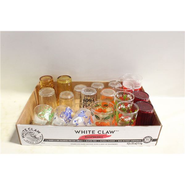 FLAT OF VINTAGE CHILD JUICE GLASSES,