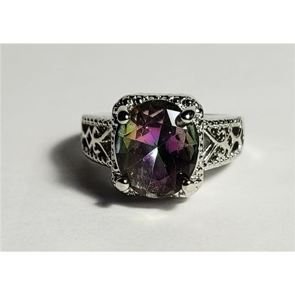 33) SILVER TONE WITH MYSTIC TOPAZ CZ
