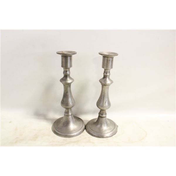 PAIR WILTON PEWTER CANDLESTICKS