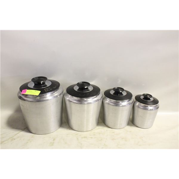 ANTIQUE VINTAGE 4PIECE CANISTER SET METAL-ESTATE
