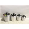 Image 1 : ANTIQUE VINTAGE 4PIECE CANISTER SET METAL-ESTATE