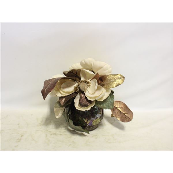 FLOWER DECOR IN MOSAIC GLASS VASE 11" H