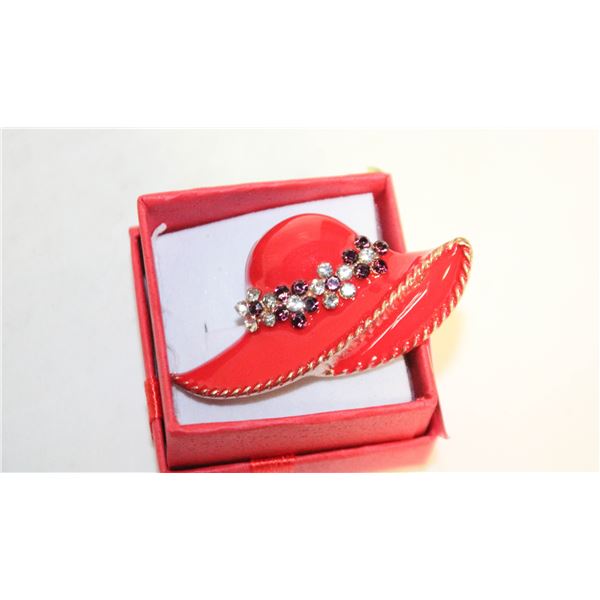 NEW RED LADIES’ SOCIETY HAT BROOCH