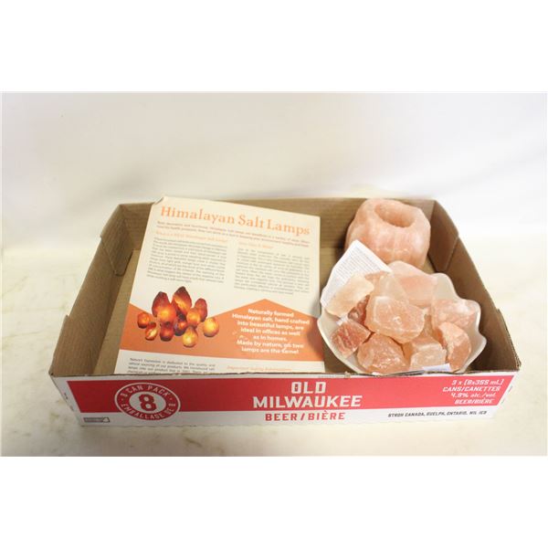 FLAT OF HIMALAYN SALT RAW PIECES+CANDLE