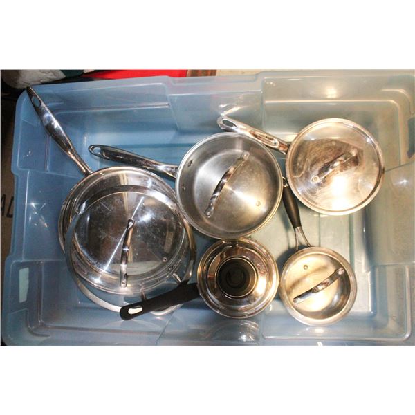 LOT OF 5 COOK POTS WITH MATCHING LIDS