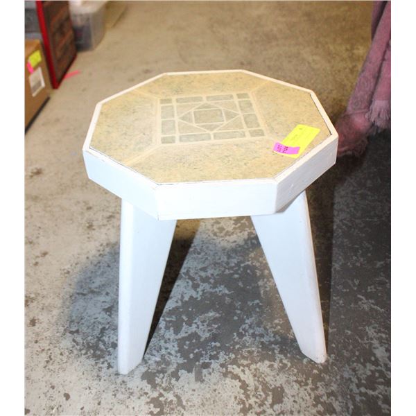 WOODEN OCTAGON STOOL 12" X 10-1/2" 10-1/2"