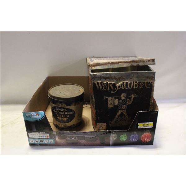 ANTIQUE BISCUITS TIN & LARD PAIL-ESTATE