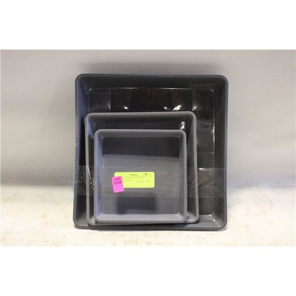 6 PCS PLANTER SAUCER SET PLASTIC SQUARE