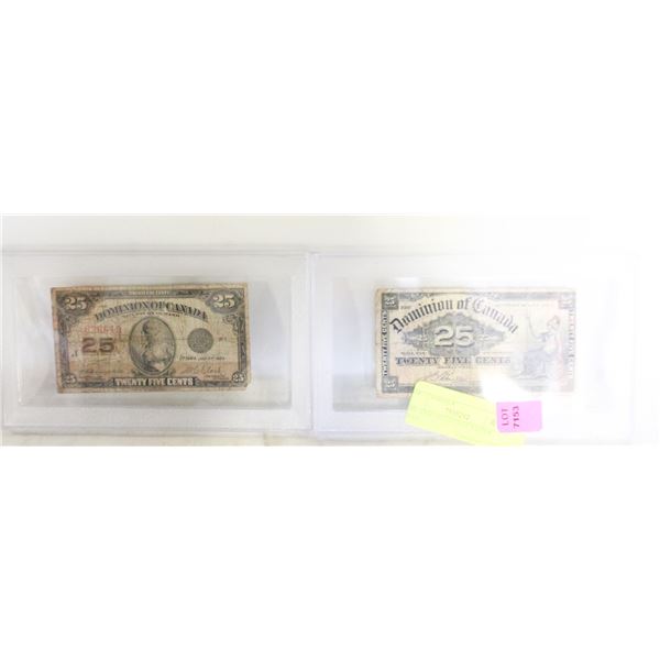 1900 AND 1923 25 CENT PAPPER BILLS