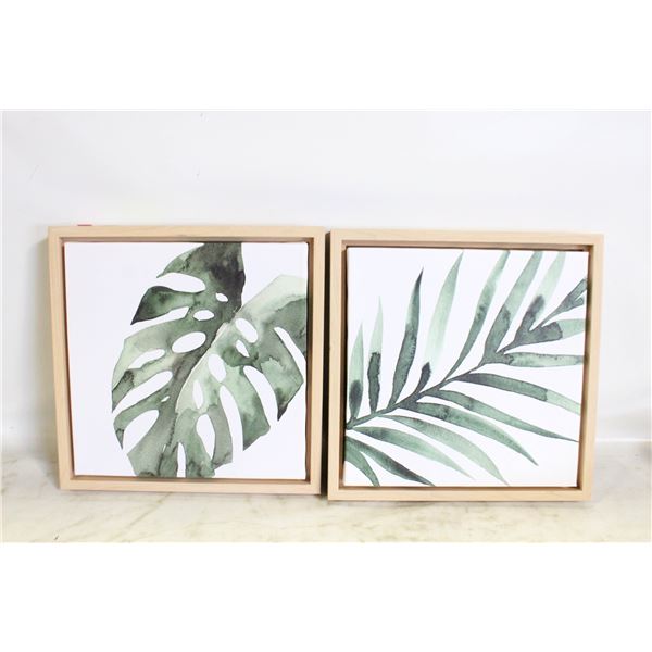 PAIR OF LEAF THEME WALL ART CANVAS